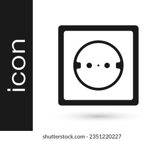 Icono de salida eléctrica negro aislado en fondo blanco. Toma de corriente. Símbolo de rosette.  Vector
