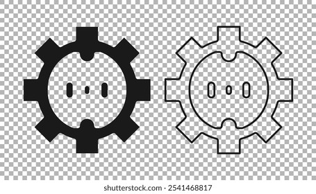 Negro Icono de salida eléctrica aislado sobre fondo transparente. Toma de corriente. Símbolo de la roseta.  Vector