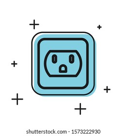 Black Electrical outlet in the USA icon isolated on white background. Power socket.  Vector Illustration