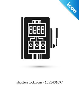 Black Electrical panel icon isolated on white background.  Vector Illustration