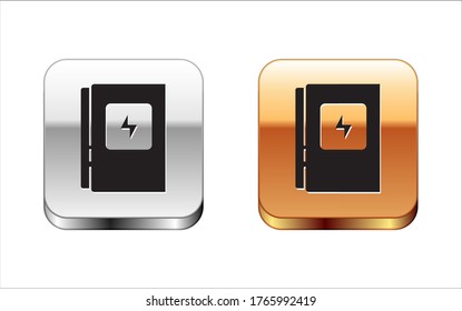 Black Electrical panel icon isolated on white background. Silver-gold square button. Vector