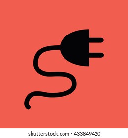Black electrical plug icon vector illustration