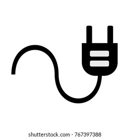 Black electrical plug on white background, vector