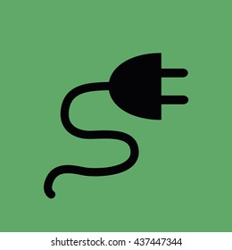 Black electrical plug vector icon illustration