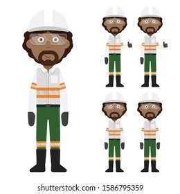 
Black Electrician In Uniform And Safety Helmet