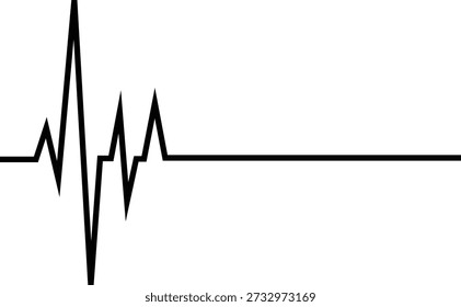 Black electrocardiogram line graph on white background representing heart rhythm