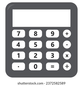 Black electronic calculator in flat style.