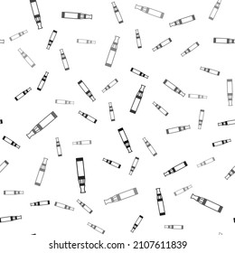 Black Electronic cigarette icon isolated seamless pattern on white background. Vape smoking tool. Vaporizer Device.  Vector