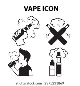 
Icono de cigarrillo electrónico negro aislado en fondo blanco. Dispositivo de humos de uva. Dispositivo vaporizador. ilustración vape vector, se puede usar para afiches, logos, banners, iconos.