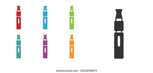 Black Electronic cigarette icon isolated on white background. Vape smoking tool. Vaporizer Device. Set icons colorful. Vector