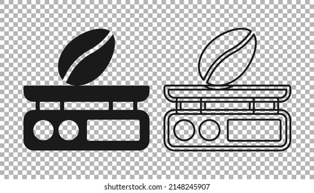 Black Electronic coffee scales icon isolated on transparent background. Weight measure equipment.  Vector