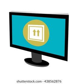 black electronic device with blue screen and white world map over isolated background,vector illustration 