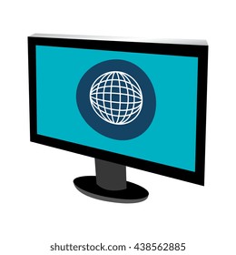 black electronic device with blue screen and white world map over isolated background,vector illustration 