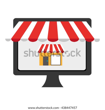 black electronic device screen with colorful commerce icon on the screen over isolated background, vector illustration, commerce concept