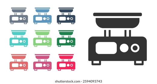 Black Electronic scales icon isolated on white background. Weight measure equipment. Set icons colorful. Vector