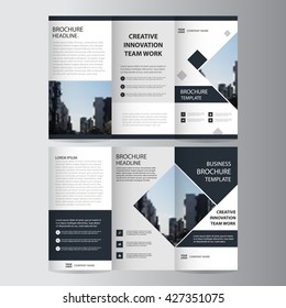 Black elegance business trifold Leaflet Brochure Flyer template vector minimal flat design set