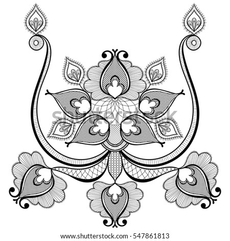 Black elegance lace vector illustration for vintage card decoration. Zentangle womanly ornaments for wedding invitation, save the date cards. Floral luxury romantic background, decoration element.