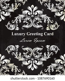 Black elegance Luxury card with Baroque ornament. Vector royal backgrounds
