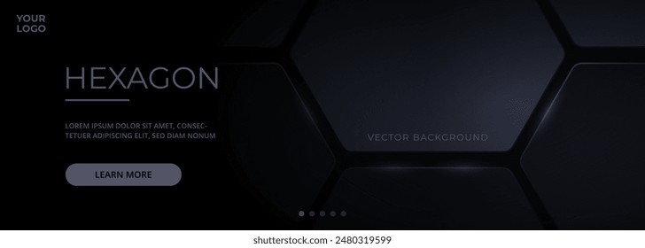 Schwarzes, elegantes 3D-Banner-Design mit Sechseck. Abstrakte moderne Technologie futuristischen Hintergrund mit schwarzen 3D Wabe Formen. Kreative Vektorgrafik-weite Kulisse für Werbung, Promotion und Social Media.