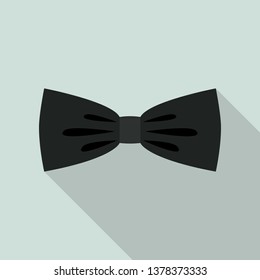 Black elegant bow tie icon. Flat illustration of black elegant bow tie vector icon for web design