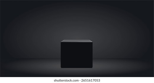 Black elegant cube block podium stage pedestal and platform vector. Ideal for product displays, awards, presentations, or minimalist design needing a sophisticated base.