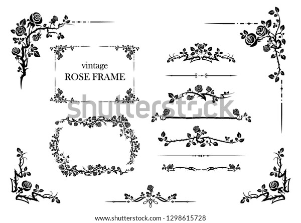 Black elegant elements set of roses for holiday\
design wedding, anniversary, party, birthday. For invitation,\
ticket, leaflet, banner, poster and tattoo. Fairy floral flourish\
design elements