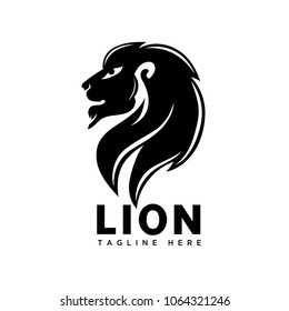 black elegant head lion logo