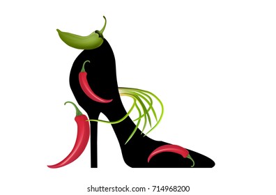 Black elegant high-heeled shoes. The art and fantasy of high fashion.