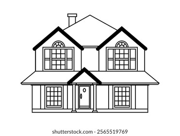 Black elegant house icon on white background