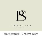 Black elegant letter B S logo on beige background with creative tag line