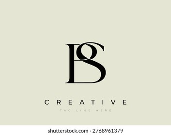 Black elegant letter B S logo on beige background with creative tag line