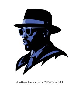 Black elegant rich man. Hustler or businessman. Vector illustration