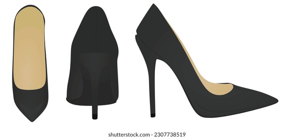 Black  elegant shoe. vector illustration
