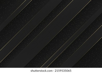 Black elegant surface with gold glitter. The classical linear wallpaper. Minimalist stripes on black background