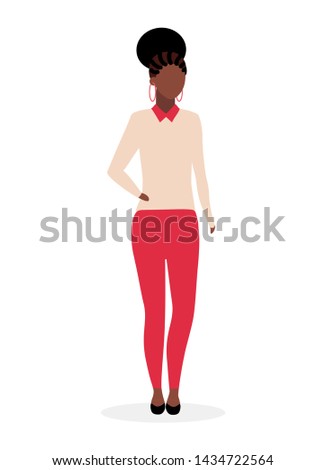 Black elegant woman flat vector illustration. Afro american business lady with dreads tail hairstyle cartoon character isolated on white background. Dark skinned girl. Female international student