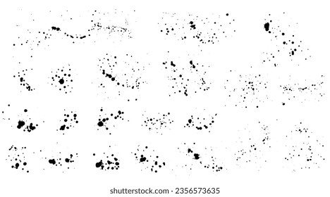 black elements of paint ink splatter, set. Vector illustration