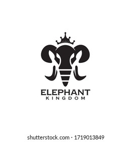 Black elephant with crown logo design vector template