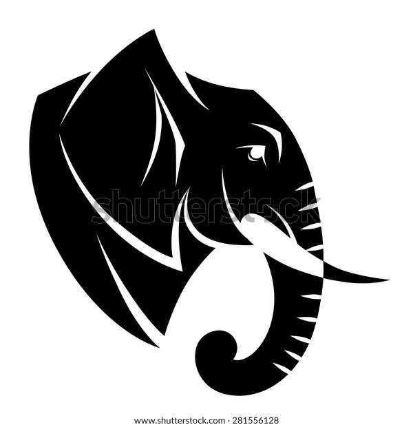 Tete D Elephant Noir Sur Fond Blanc Image Vectorielle De Stock Libre De Droits