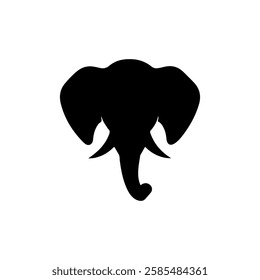 Black Elephant head silhouette vector illustration on white background