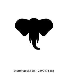 Black Elephant head silhouette vector illustration on white background
