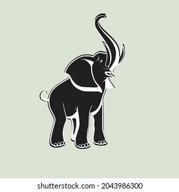 Black elephant illustration animal. can be used for logo elements with black background