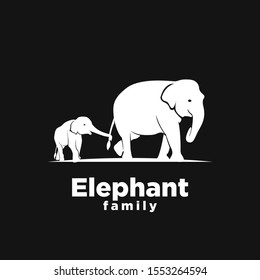 black Elephant mom family child logo icon design vector illustration