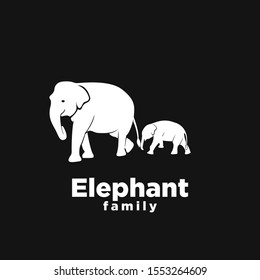 black Elephant mom family child logo icon design vector illustration