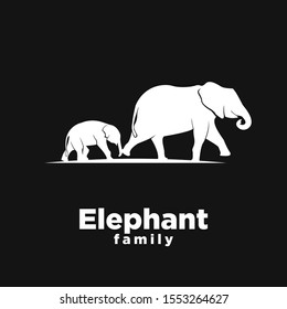 black Elephant mom family child logo icon design vector illustration