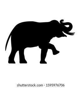 Black elephant silhouette Asia walking, graphics disign vector outline Illustration isolated on white background