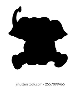 black elephant silhouette illustration isolated on white background