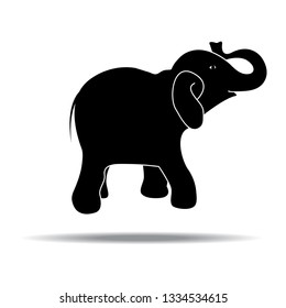 Black elephant silhouette with shadow vector icon eps 10
