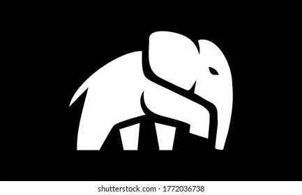 Black elephant silhouette. Vector shadow. Laser cutting path