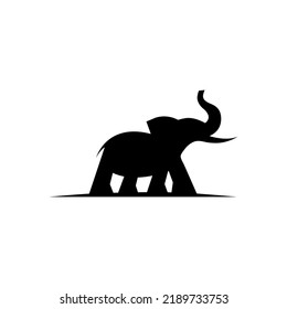 Black elephant silhouette. Vector shadow. Laser cutting path
