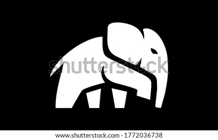 Black elephant silhouette. Vector shadow. Laser cutting path